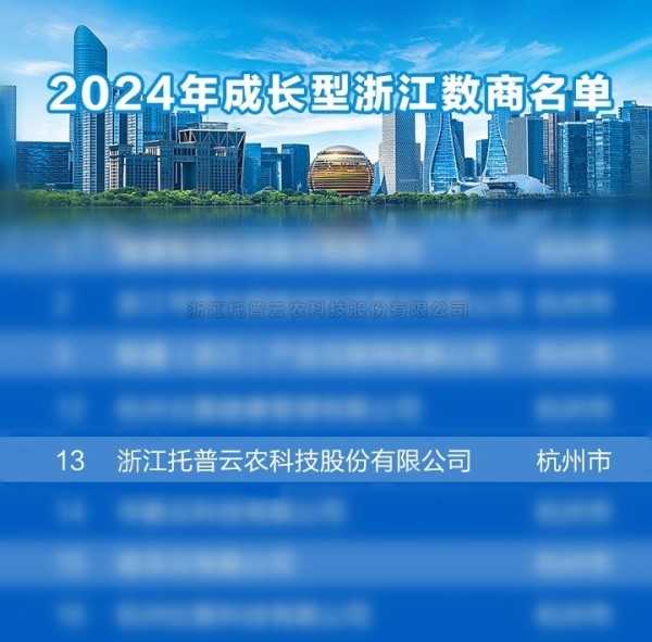 绽放农业数据要素价值，91视频网址入口荣获 “2024成长型浙江数商”荣誉称号